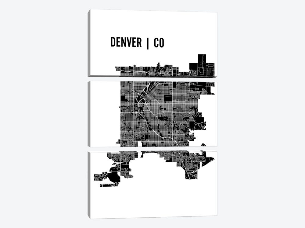 Denver Map by Mr. City Printing 3-piece Canvas Art Print