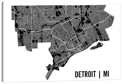 Detroit Map Canvas Art Print - Michigan