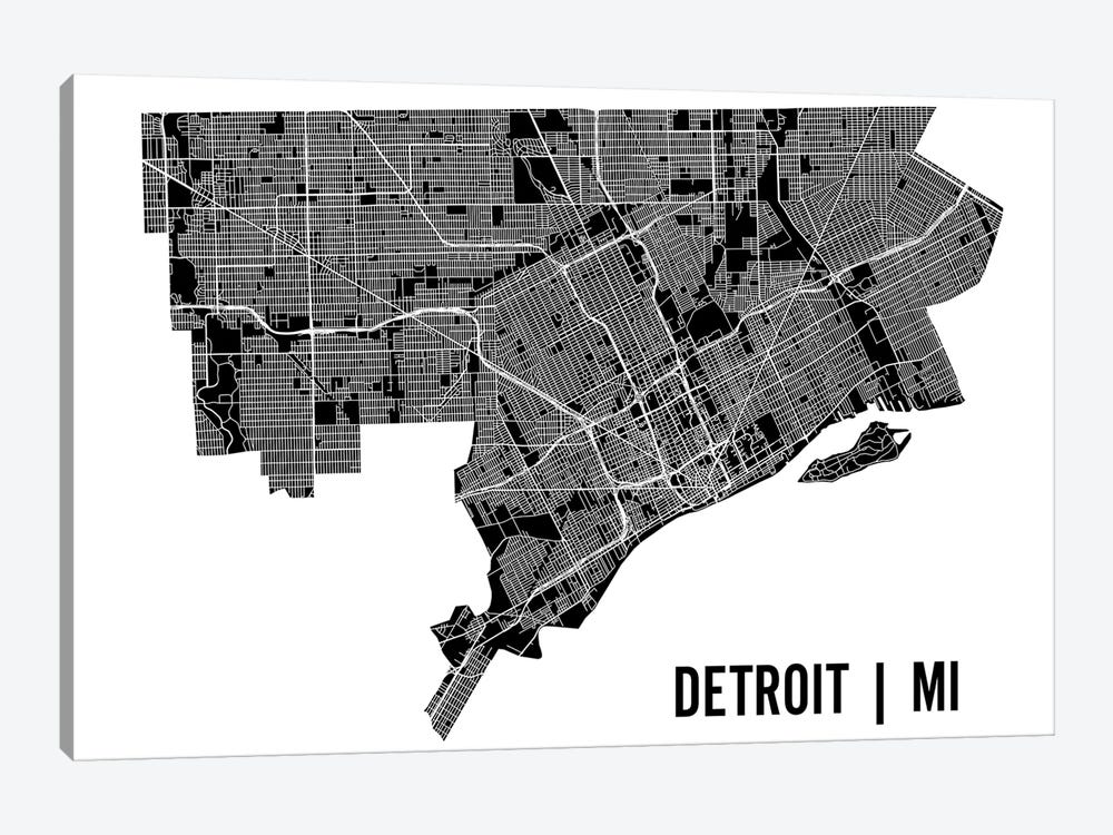 Detroit Map by Mr. City Printing 1-piece Canvas Art