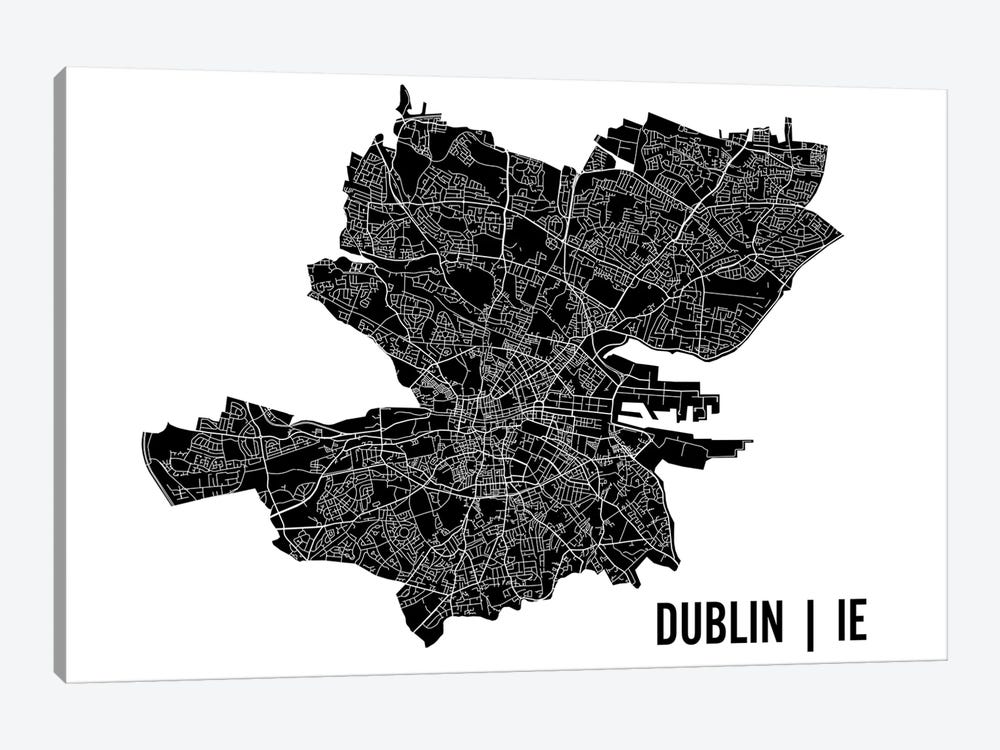 Dublin Map by Mr. City Printing 1-piece Canvas Print