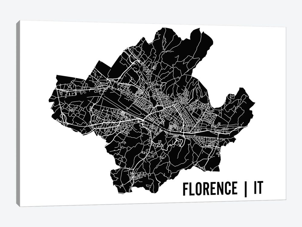 Florence Map by Mr. City Printing 1-piece Canvas Artwork