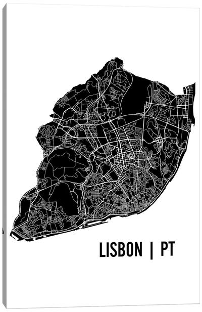 Lisbon Map Canvas Art Print - Portugal Art