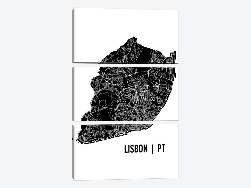 Lisbon Map by Mr. City Printing 3-piece Canvas Print