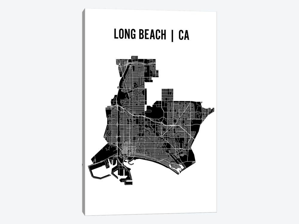 Long Beach Map by Mr. City Printing 1-piece Canvas Print