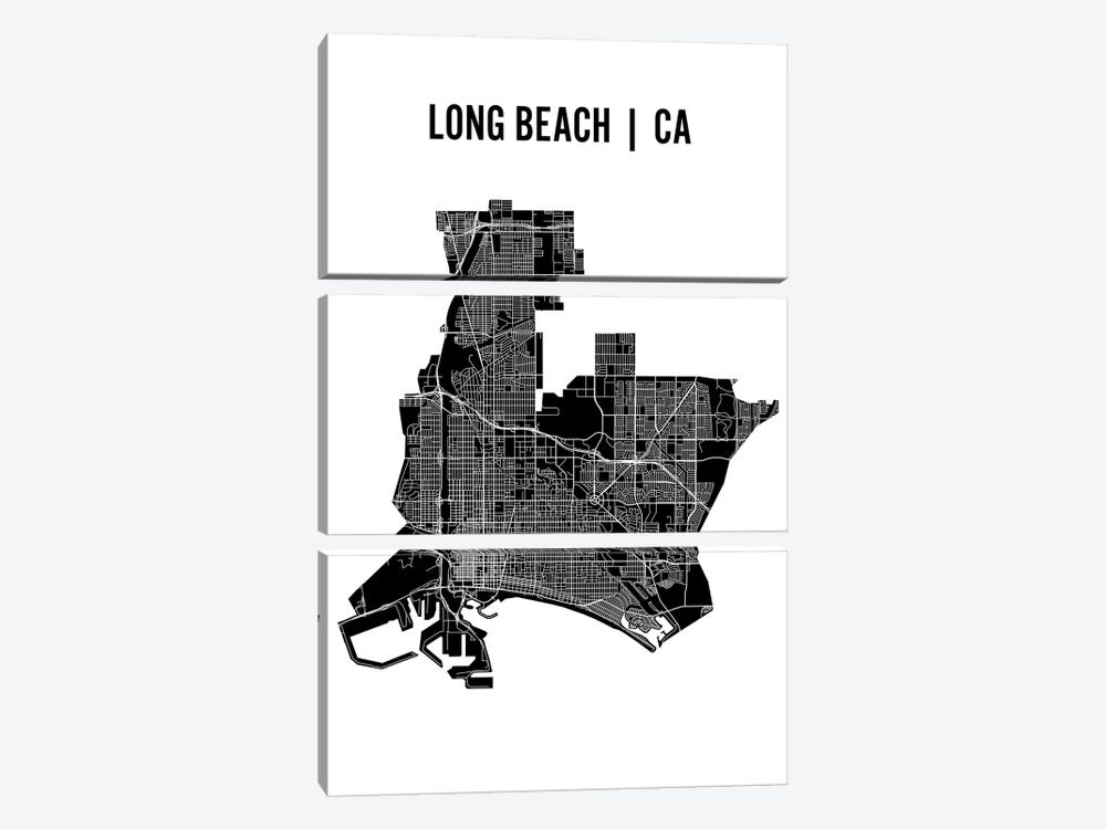 Long Beach Map by Mr. City Printing 3-piece Art Print