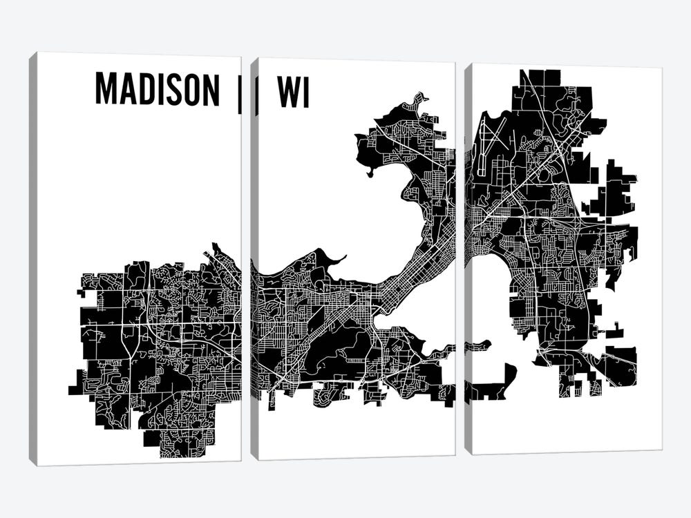 Madison Map by Mr. City Printing 3-piece Canvas Art Print