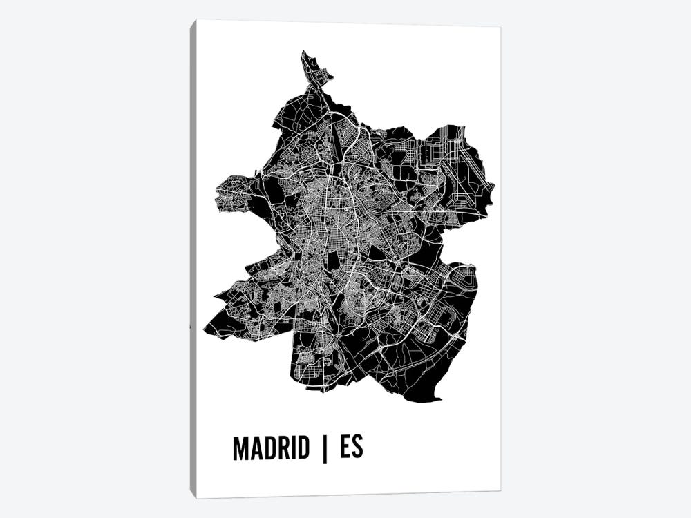 Madrid Map by Mr. City Printing 1-piece Canvas Art