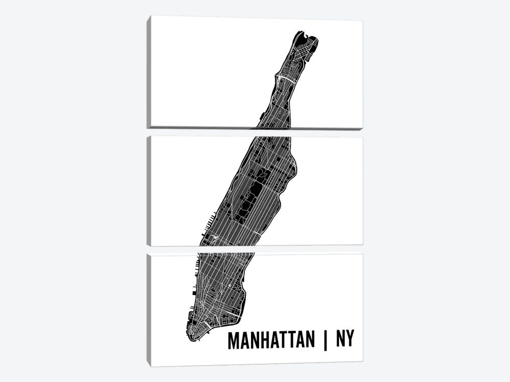 Manhattan Map by Mr. City Printing 3-piece Canvas Art Print