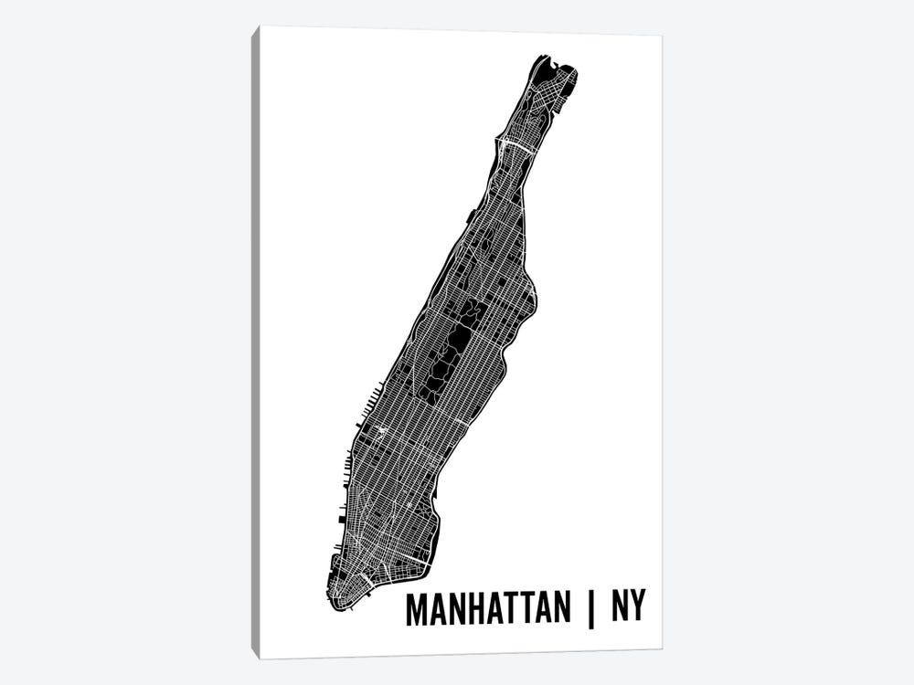 Manhattan Map by Mr. City Printing 1-piece Canvas Art Print