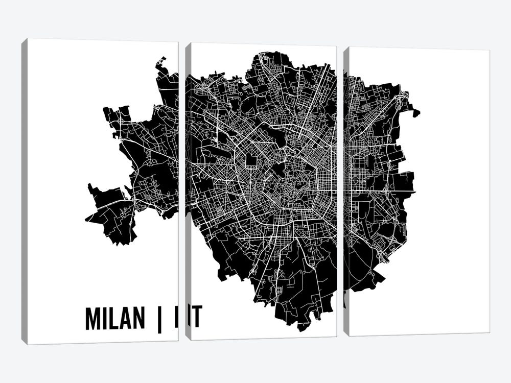 Milan Map by Mr. City Printing 3-piece Canvas Wall Art
