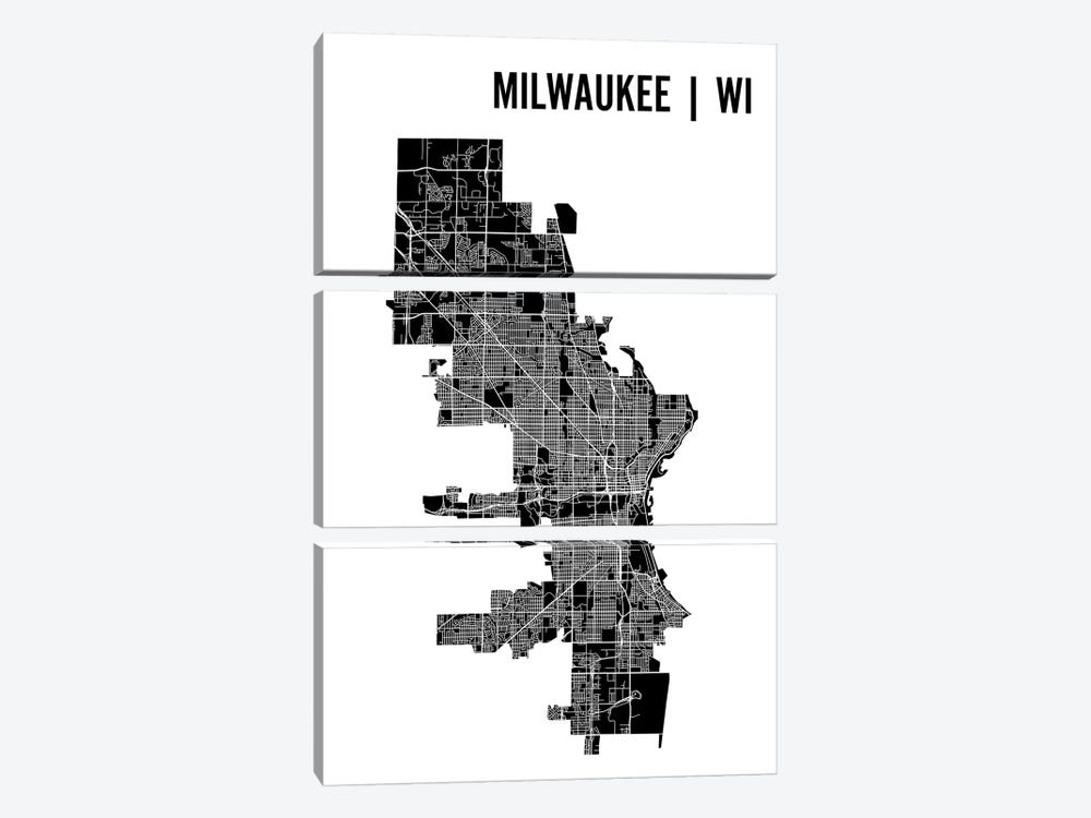 Milwaukee Map by Mr. City Printing 3-piece Canvas Wall Art