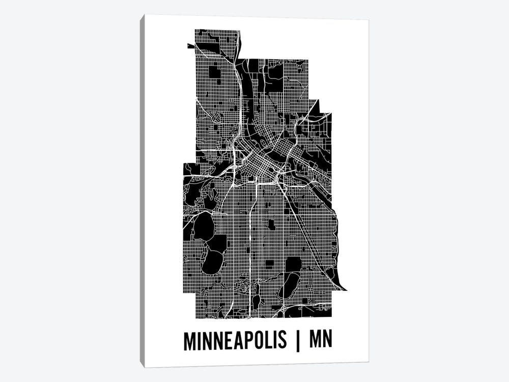 Minneapolis Map by Mr. City Printing 1-piece Canvas Art Print