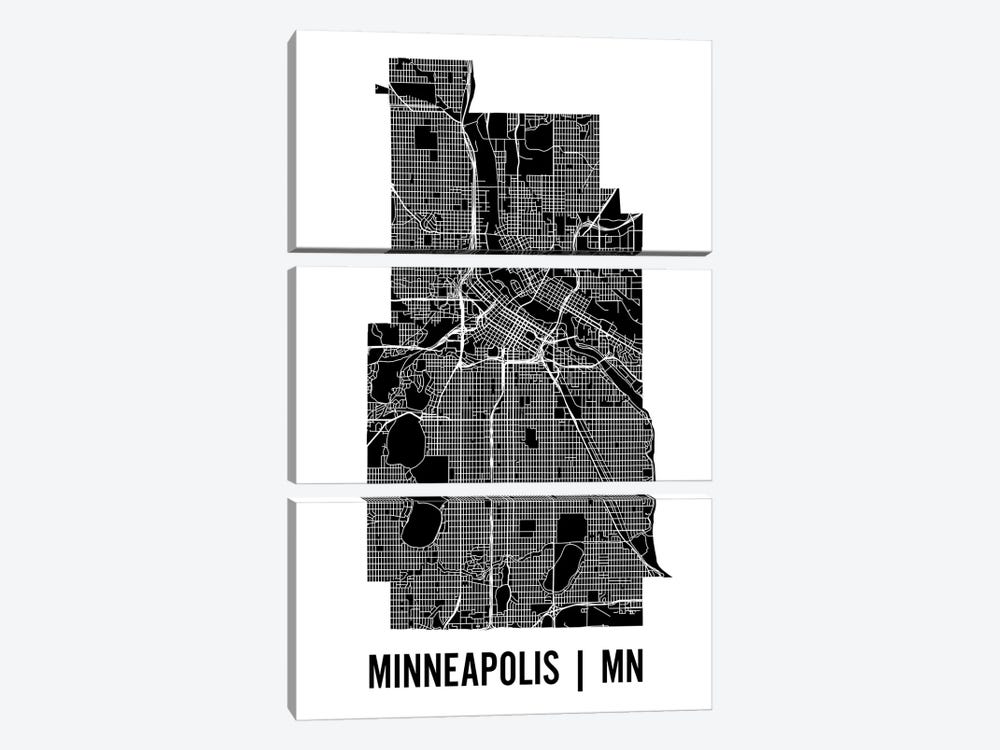 Minneapolis Map by Mr. City Printing 3-piece Canvas Print