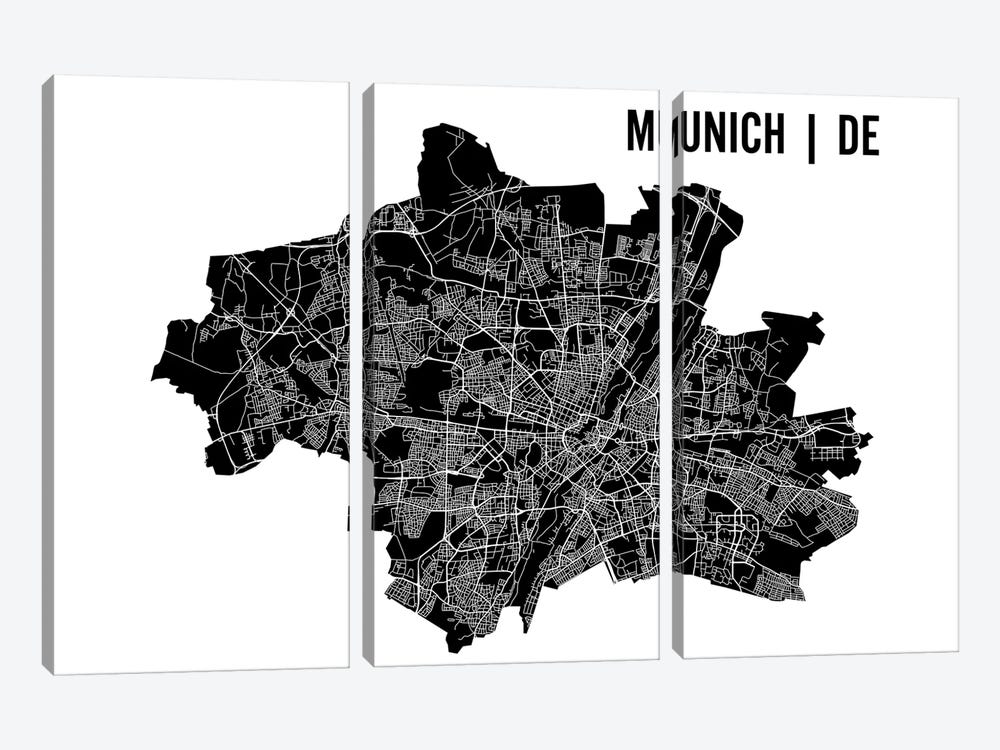 Munich Map by Mr. City Printing 3-piece Canvas Art