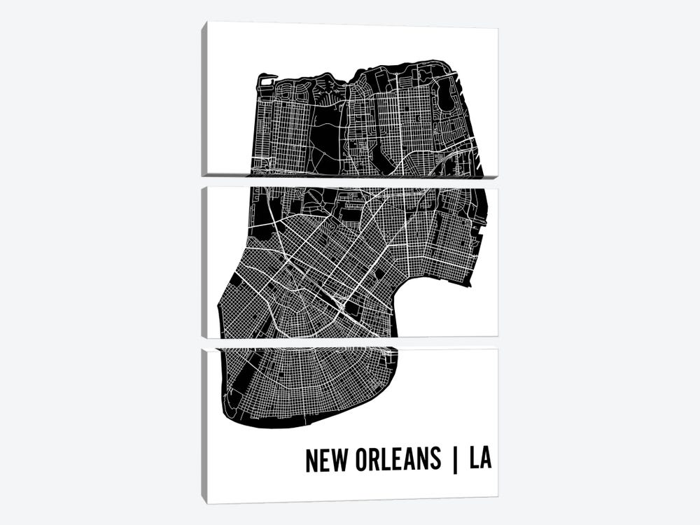 New Orleans Map by Mr. City Printing 3-piece Canvas Art Print