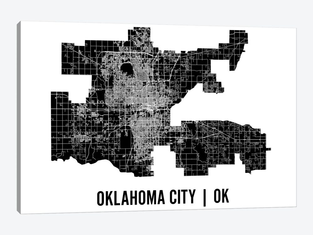 Oklahoma City Map by Mr. City Printing 1-piece Canvas Print