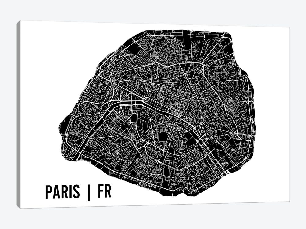 Paris Map by Mr. City Printing 1-piece Canvas Wall Art