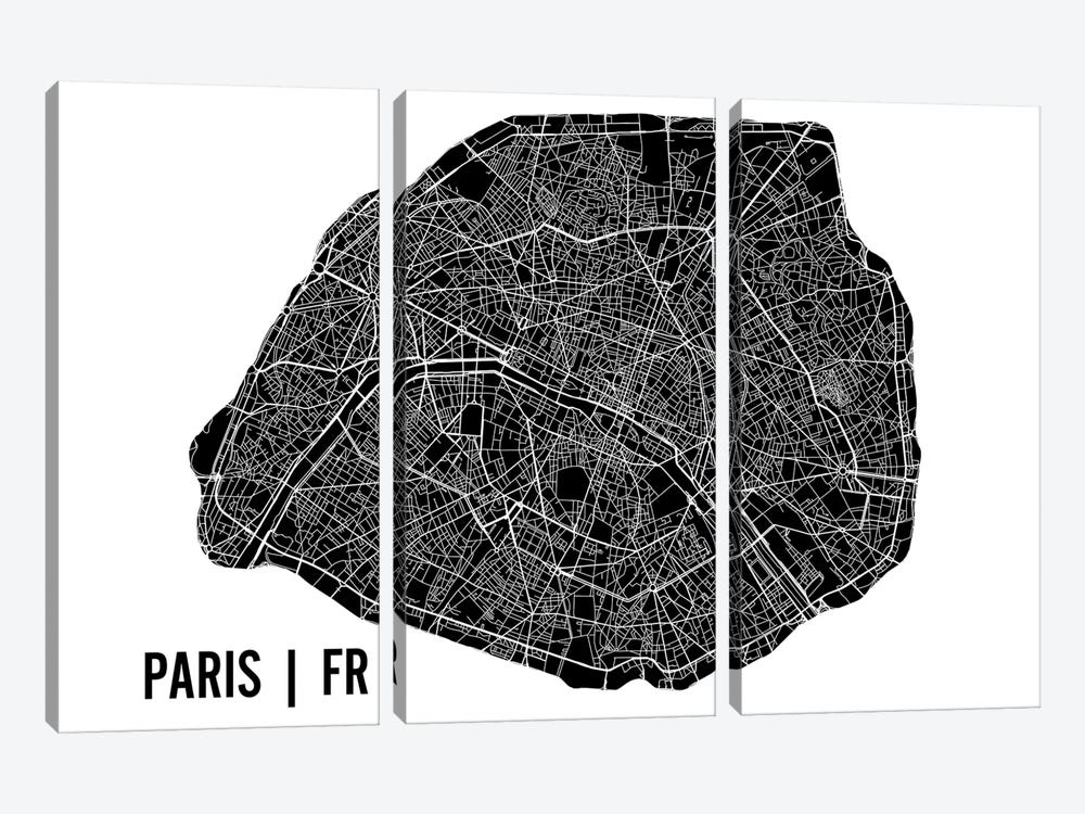 Paris Map by Mr. City Printing 3-piece Canvas Art