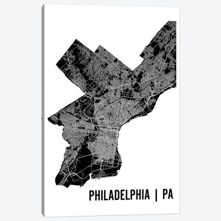 Philadelphia Map Canvas Print #MCP49} by Mr. City Printing Canvas Wall Art