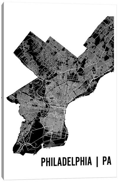 Philadelphia Map Canvas Art Print - Mr. City Printing