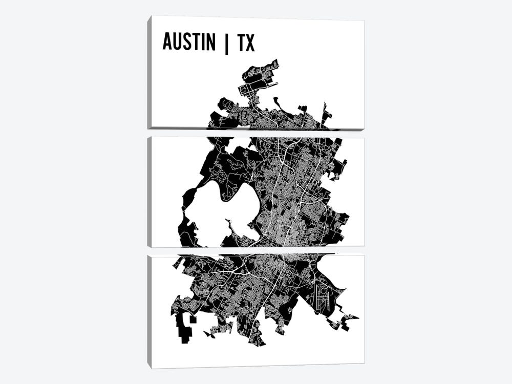 Austin Map by Mr. City Printing 3-piece Canvas Artwork