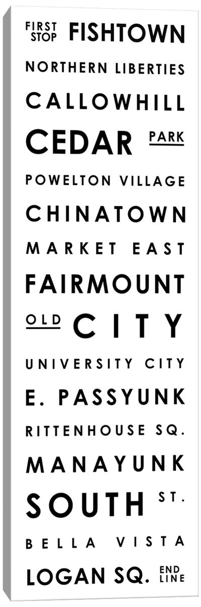 Philadelphia Typographical Neighborhoods Canvas Art Print - Mr. City Printing