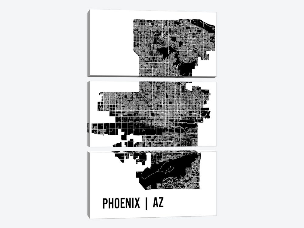 Phoenix Map by Mr. City Printing 3-piece Canvas Wall Art