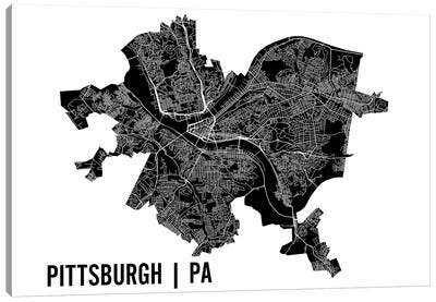 Pittsburgh Map Canvas Art Print - Urban Maps