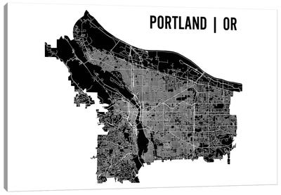 Portland Map Canvas Art Print - Urban Maps