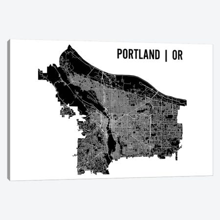 Portland Map Canvas Print #MCP53} by Mr. City Printing Canvas Print