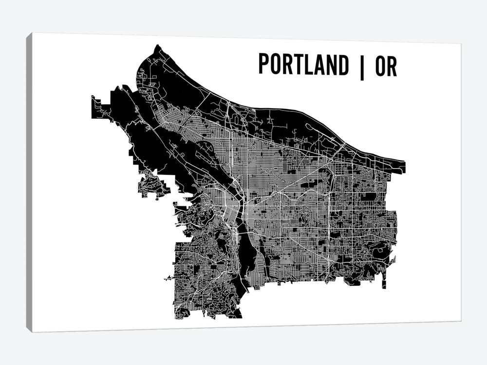 Portland Map by Mr. City Printing 1-piece Canvas Artwork