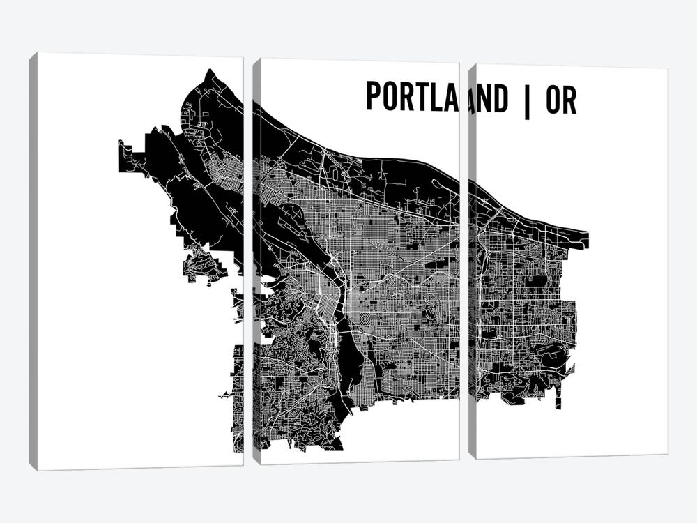 Portland Map by Mr. City Printing 3-piece Canvas Art