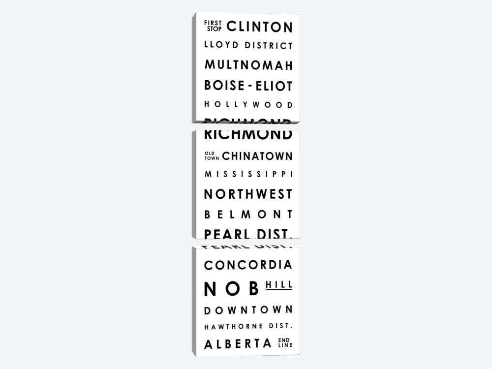 Portland Typographical Neighborhoods by Mr. City Printing 3-piece Art Print