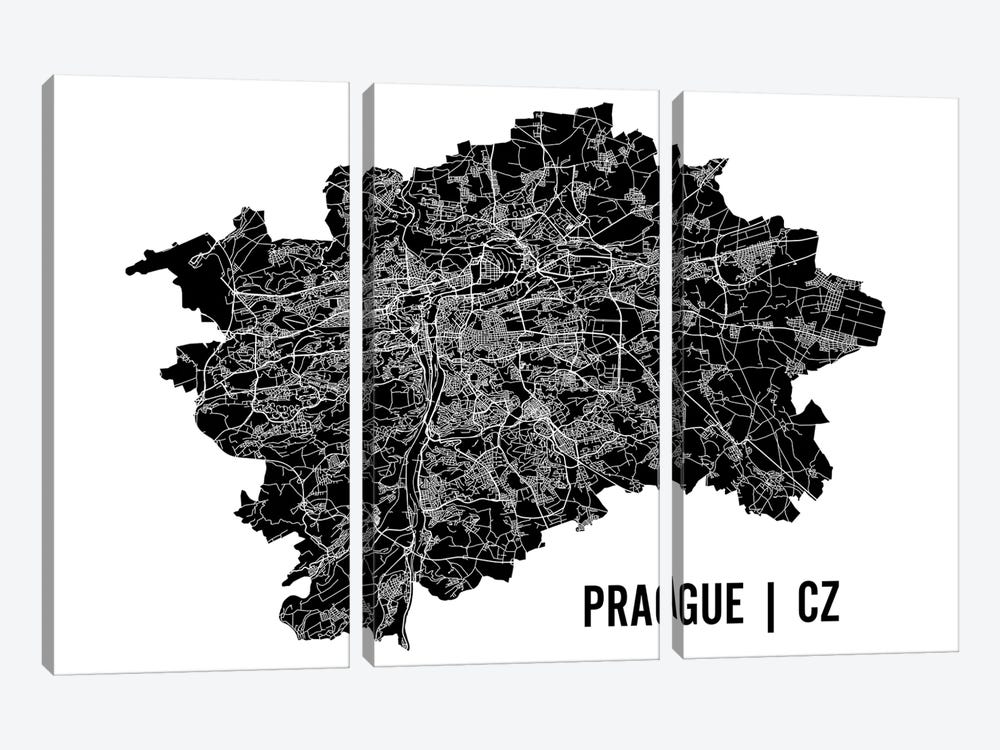 Prague Map 3-piece Canvas Art