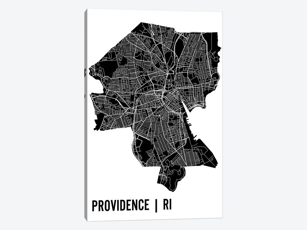 Providence Map by Mr. City Printing 1-piece Canvas Print