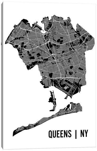 Queens Map Canvas Art Print - Mr. City Printing