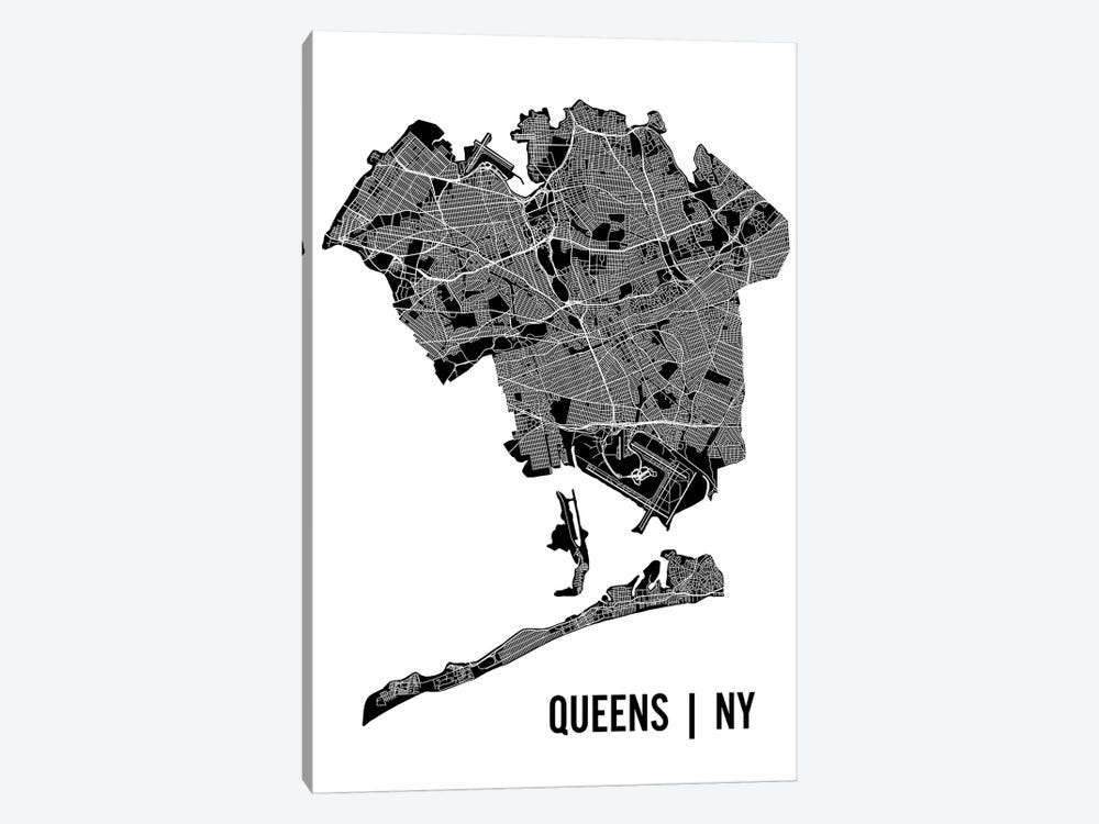 Queens Map by Mr. City Printing 1-piece Canvas Wall Art
