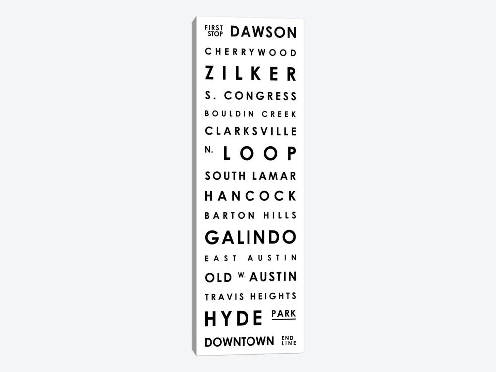 Austin Typographical Neighborhoods by Mr. City Printing 1-piece Canvas Art Print