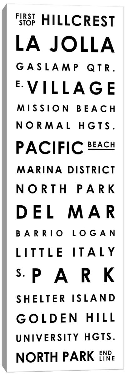 San Diego Typographical Neighborhoods Canvas Art Print - Minimalist Office