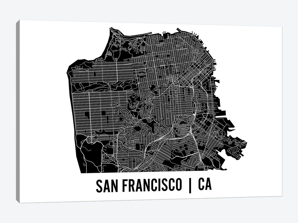 San Francisco Map by Mr. City Printing 1-piece Canvas Artwork