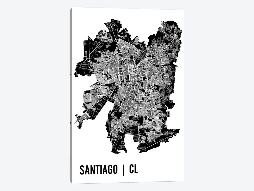 Santiago Map by Mr. City Printing 1-piece Canvas Wall Art