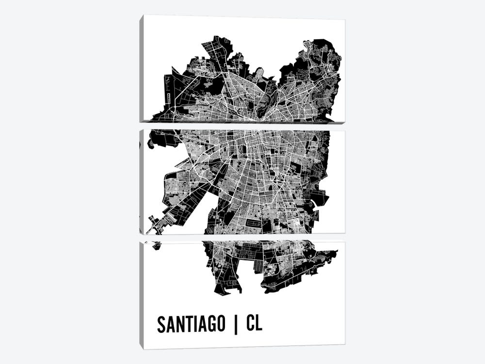 Santiago Map by Mr. City Printing 3-piece Canvas Artwork