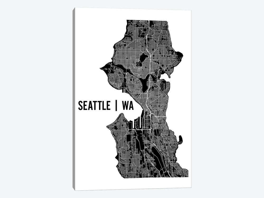 Seattle Map by Mr. City Printing 1-piece Canvas Print