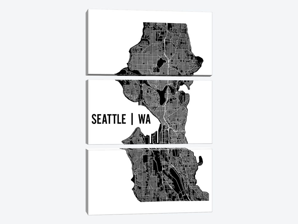 Seattle Map by Mr. City Printing 3-piece Canvas Art Print