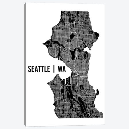 Seattle Map Canvas Print #MCP65} by Mr. City Printing Canvas Print