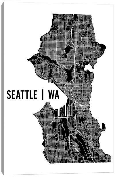 Seattle Map Canvas Art Print - Urban Living Room Art