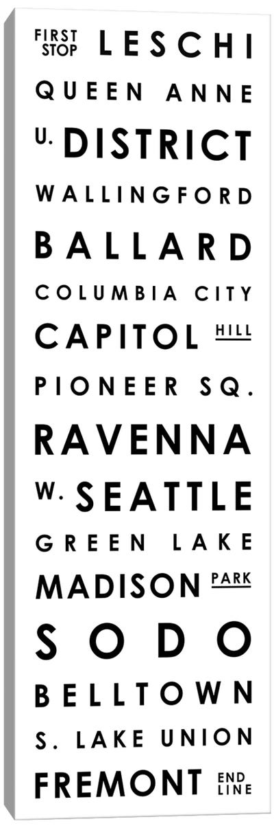 Seattle Typographical Neighborhoods Canvas Art Print - Mr. City Printing