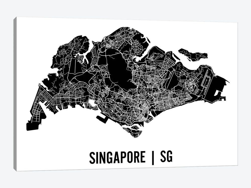 Singapore Map by Mr. City Printing 1-piece Canvas Art