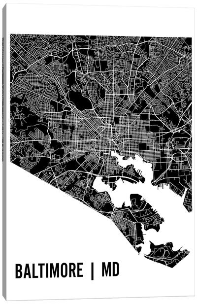 Baltimore Map Canvas Art Print - Mr. City Printing