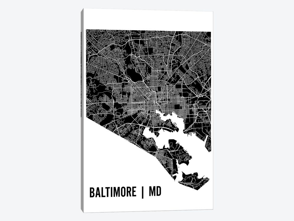 Baltimore Map by Mr. City Printing 1-piece Canvas Art